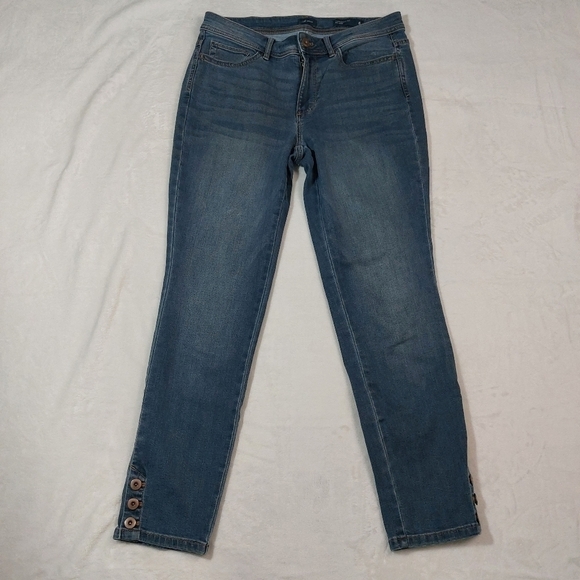 J. Jill Authentic Fit Slim Ankle Jeans with Button Detail Size 8 - Picture 1 of 8